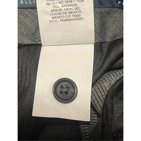 Perry Ellis Very Slim Fit Stretch Houndstooth Dress Pant 34x32 Gray Straight Leg - Picture 4 of 5